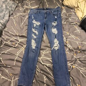 Hollister Blue Distressed Skinny Jeans
